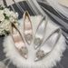 Satin Bridesmaid Dress Shoes For Women Snowflake Pearl Buckle High Heels White Bridal Shoe Plus Size Women's Footwear_vogvips.com