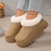 Women's Shoes Winter Thick Soled Height Increasing Snow Boots, Closed Toe Slippers, Women's Outdoor Wear, Birken Fleece Lined Fur Cotton Slippers_vogvips.com