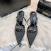Dongguan Houjie 2025 Summer Heel Cross Rhinestone Square Open Toe Silk Stiletto High Heels Sandals For Women_vogvips.com