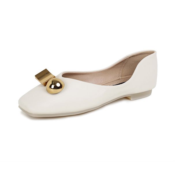 Genuine Square Toe Low Heel Single Shoes For Women Autumn Winter New Metal Buckle Shallow Mouth Leather Grandma_vogvips.com