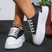 Women White Sneakers Autumn Lace Up Thick Bottom Casual Flats Anti-slip Outdoor Walking Sports Board Shoes Sapatos_vogvips.com