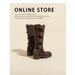 Cow Suede Miu Home Retro Knight Belt Buckle High Tube Over-the-Knee Long Brown Western Cowboy Boots_vogvips.com