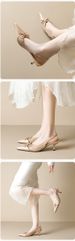 French Pointed High Heels Female Stiletto Fairy Style Bow Bag Head Empty Sandals Female_vogvips.com