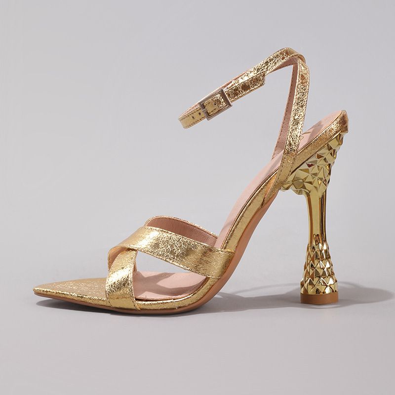 Women's Shoes Gold High Heeled Sandals For Women With Pointed Toes For Banquets Parties Dances Fashion Stiletto Sandals For_vogvips.com