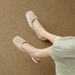 4cm~ Woven Hollow Sandals For Women 2024 Summer New Fashion Breathable Square Toe Medium Chunky Heel Open Back_vogvips.com