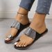 Rhinestone Clip Toe Fashion All-in-one Wear Beach Flat Women Sandals Slippers_vogvips.com
