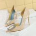 6168-K63 Fashionable Square Diamond With Thin Heels And Ultra High Heels, Shallow Mouth Pointed Side Empty Single Shoes_vogvips.com
