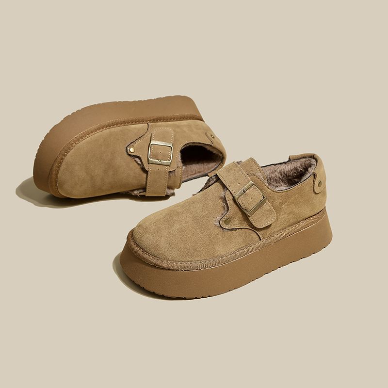 Women's Shoes Retro Platform Shoes, Autumn And Winter, Versatile And Trendy, Fleece Lined, Height Increasing, Women's Single Shoes._vogvips.com