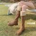 Grape Mom Same Style Height Increase 6cm~ Warm Fleece Lined Long Thick Heel Suede Riding Women Snow Boots_vogvips.com