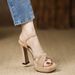 2025 Summer New European And American Fashion High-Heeled Women's Shoes With One-Strap Buckle, Square Toe, Chunky Heel,_vogvips.com