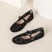 Women's Lace Flat Shoes, Flower Mesh Round Toe Ballet Shoes, Adjustable Casual Flat Shoes, Suitable For Daily Lightweight And Comfortable Formal Shoes_vogvips.com