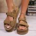 Plus Size Summer Platform Sandals Suede Velcro Closure Buttons Style Women's Shoes_vogvips.com