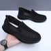 Men's New Hollow Breathable Flat Soft Sole Non-Slip Comfortable Slip-On Dad Shoes_vogvips.com