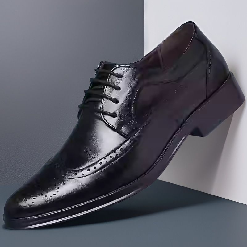 Leather Brogue British Korean Style Casual Business Formal Large Size Men's Studio Photo Groomsmen Bridegroom Shoes_vogvips.com