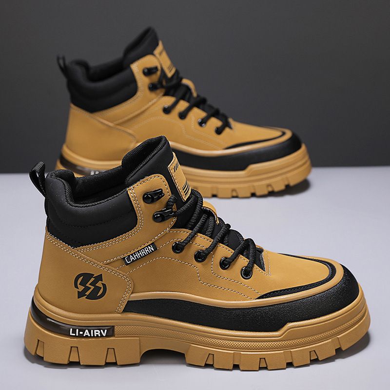 European Warm Series Martin Autumn Winter New High-top Leather Outdoor Sports Motorcycle British Style Trend Height Increasing Men's Boots_vogvips.com