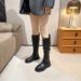 Women's Stylish Knee-High Riding Boots - Faux Leather Motorcycle Boots With Mid Heel, Front Zipper, Black & Brown Options (Regular & Fleece-Lined)_vogvips.com