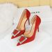 626-K10 European American Style Party Fashion High-heeled Shoes With Thin Heels, Shallow Cut, Pointed Toe, Side Cut-out_vogvips.com