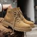 Autumn And Winter Leather Martin Boots Men's High-top British Retro Tooling Boots Thick-soled Heightening Matte Leather Short Boots Rhubarb Boots_vogvips.com
