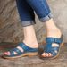 Women's plus Size Wedge Sandals Open Toe Velcro Crisscross Strap Hollowed out Beach Summer Style Shoes_vogvips.com