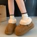 Warm Thick-soled Snow Boots Women's Thickened Velvet Big-headed Short Boots Fluffy Cotton Shoes_vogvips.com