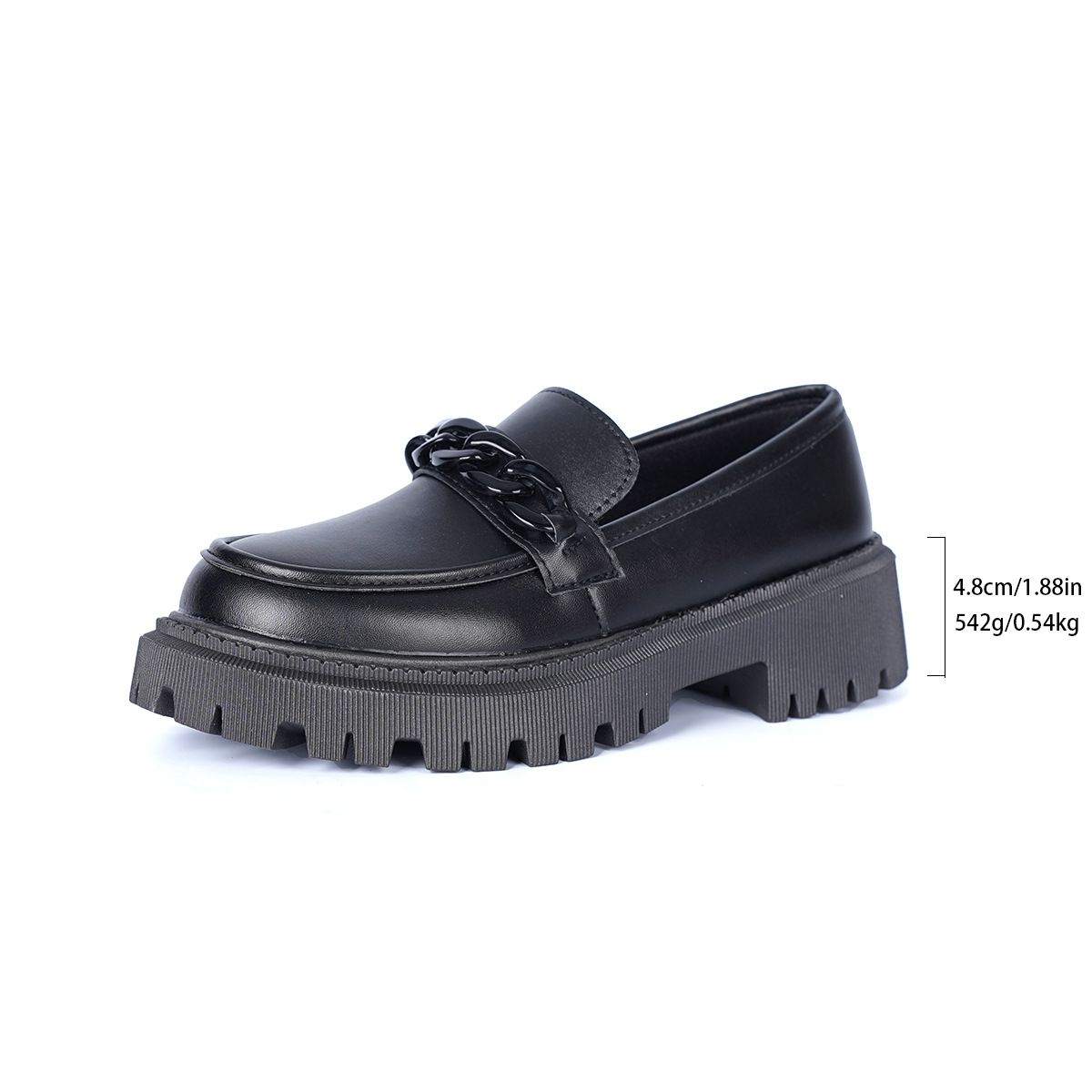 Women's Plus Size Loafers Black Thick Soled Retro British Style Shoes Autumn Winter_vogvips.com