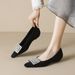 Pointed Single Shoes Women's Thick Heel Spring French Rhinestone Beanie Shoes Women's Soft Sole_vogvips.com