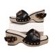 Plus Size Women's Strappy Wedge Sandals With Buckle Detail – Chunky Heel Open-Toe Summer Beach Shoes In Black, White, Green & Brown_vogvips.com