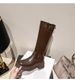 Brown Long For Women 2024 New Autumn Winter Small Size Slimming Thick Sole Over-the-Knee High Knight Boots_vogvips.com
