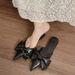 2025 New Women's Summer Open-Toe Mules For Outdoor Wear, Pointed Toe Bowknot Flat Lazy Mules, Plus Size_vogvips.com