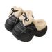 PU Leather Cotton Slippers Women, Thick Sole, Non-Slip, Indoor Waterproof, Bowknot, 2025 Winter New Style, Fleece-Lined,_vogvips.com