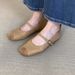 In Stock Retro French Round Toe Patchwork One-Strap Mary Jane For Women Shallow Commuting Soft Sole Flat Ballet Shoes_vogvips.com