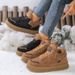 Women's Winter Plush Lined Sneakers With Thick Rubber Sole, Low Heel Slip-Resistant Casual Shoes For Walking, Comfortable Round Toe Boots_vogvips.com