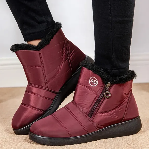 Womens snow lightweight zipper shoes plush warm medium high plus size Botas unprinted womens boots 241024_vogvips.com