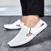 Men's Fashion Shoes For Foreign Trade, Summer Breathable Hollow Casual Leather Shoes, Slip-On Loafers, Driving Sandals_vogvips.com