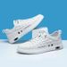 Men's Genuine Leather Crocodile Pattern White Sneakers Breathable Round Toe Fashion Trendy Sports Casual Shoes_vogvips.com