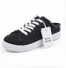 Womens Slip On Canvas Mules With Raw Edge Fringe Casual Backless Sneakers_vogvips.com