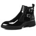 Martin Delivery Patent Leather Quick Zipper Embossed Black Men's Side Boots_vogvips.com