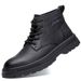 European Warm Series Work 2025 New Autumn Winter Thick Sole Warm Leather With Cotton British Style Men's Martin Boots Trendy_vogvips.com