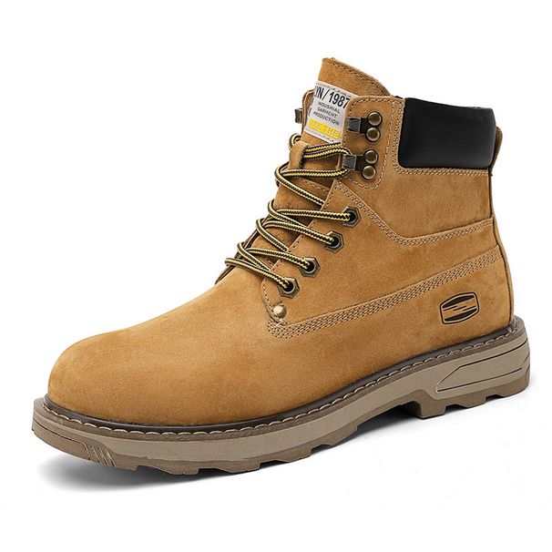 European Warm Series Men's Work 2025 New Autumn Winter High Top Genuine Leather Martin British Style Thick Sole Non-Slip Versatile Yellow_vogvips.com