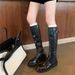 New Washed Fleece-Lined Over-the-Knee Thick-Soled Riding Women, Slimming Round-Toe Chunky Heel High Boots For Autumn And_vogvips.com