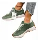 Women's Retro Green Minimalist Suede Patchwork Sneakers With Chunky White Sole For Daily Wear_vogvips.com