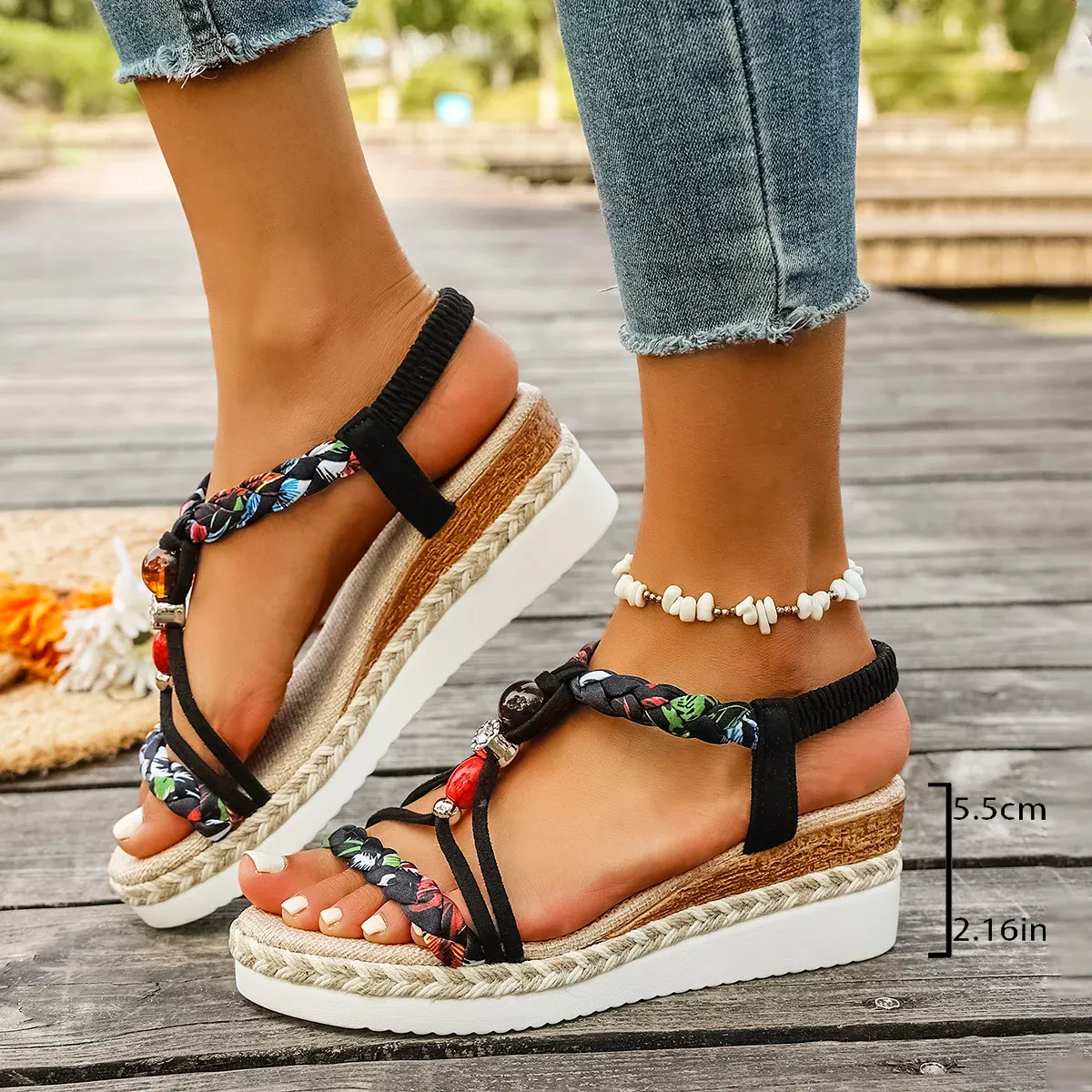 Fashion T-Strap Platform For Women New Mix Color Elastic Band Wedge Sandals Woman Summer Daily Open Toe Sandalias Female_vogvips.com