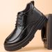 European Warm Series Leather With Fleece Lining, Warm Martin Fashionable Thick-Soled Work Shoes, British Style Mid-Cut Bo, Trendy Men's_vogvips.com