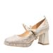 Women's Shoes Casual Business Wedding Party Pearl Bow Thick Heel Non Tiring Shoes Xiuhe Wedding Dress Two Way Wedding Shoes Women's Shoes_vogvips.com