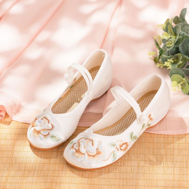 Women’s Shoes Summer New Style Ancient Style Mercerized Satin Ethnic Style Embroidery Low Heel Heightening Women's Single Shoes_vogvips.com