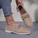 SHLIANG New Comfortable Women Flat Shoes With Metal Chain Lightweight Soft Fabric Slip-On Low-Top Casual Shoes Simple Suede Loafers For Women Y0286_vogvips.com