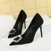 825-K52 Banquet High Women's Thin Heels Shallow Mouth Pointed Velvet Metal Rhinestone Belt Buckle Single Shoes_vogvips.com