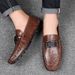 Handmade Loafers Men's Foot Cover Embossed Leather Casual Leather Shoes Crocodile Pattern Beanie Shoes_vogvips.com