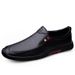 Cross-border Couple's Loafers, Slip-on Flat Driving Leather Sho, Spring Low-cut Large-size Cowhide Busins Casual_vogvips.com