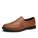 Men's Soft-soled Casual Leather Shoes Overfitting Lazy Rubber-soled Driving Loafers_vogvips.com